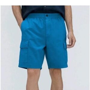Everlane Men’s Cargo Shorts Cotton/Linen Elastic Waist Horizon Blue M NWT